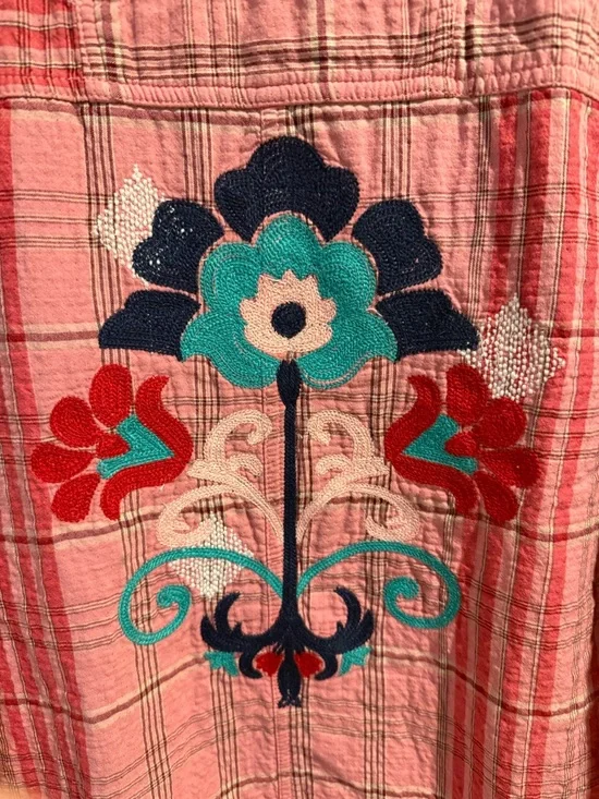 Free People We The Free Embroidered Sashiko Shirt Size XL - Picture 7 of 7